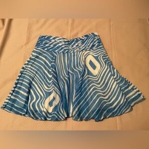 Trina Turk blue & white lined cotton skater skirt Size 12.
